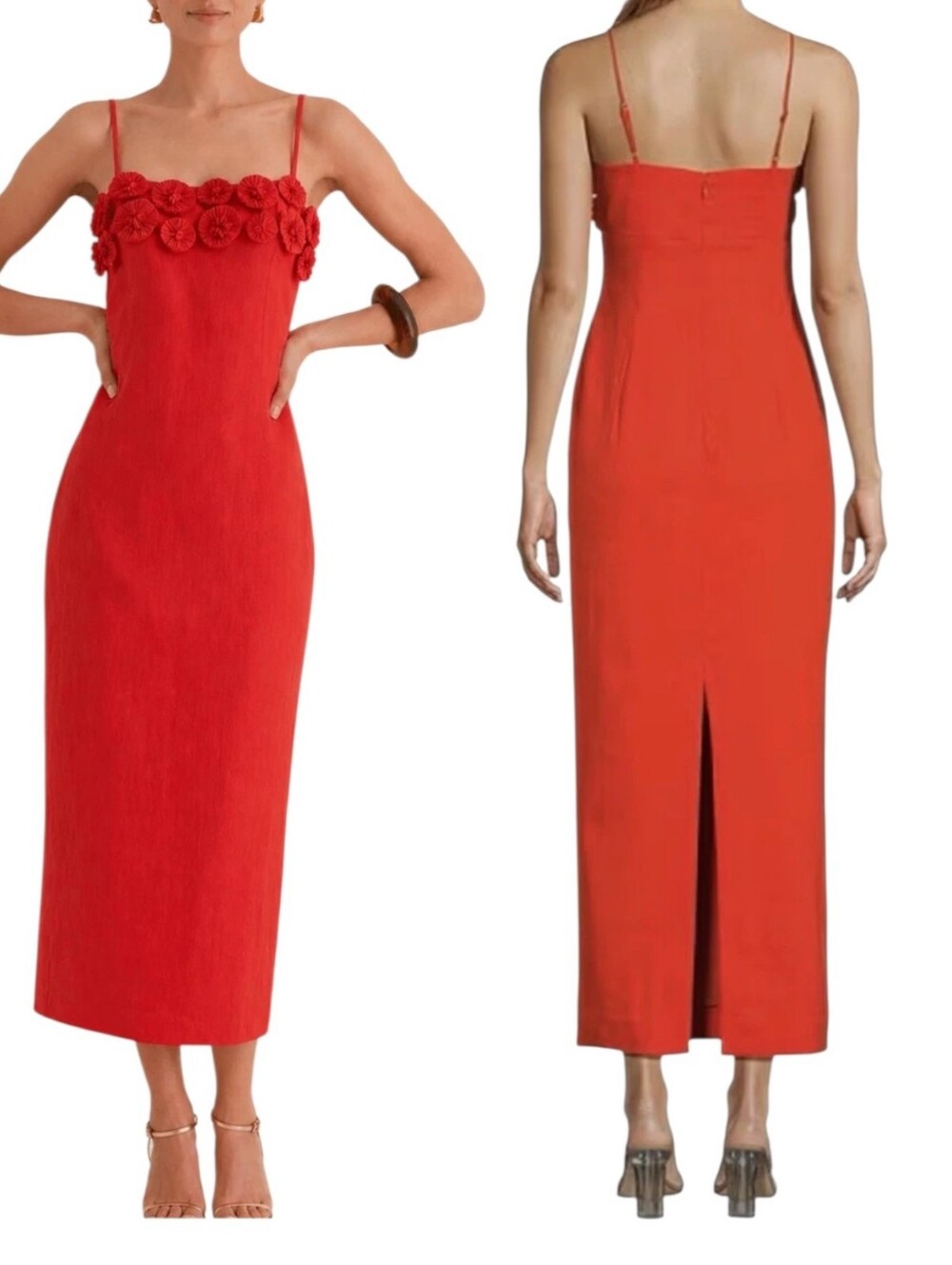 Antonio Melani Dottie Textured Linen Square Neck Midi Dress 10 NWT